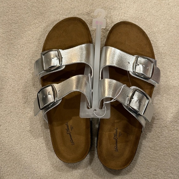 Universal Thread Shoes - Universal Thread double buckle sandal, size 6.5 silver